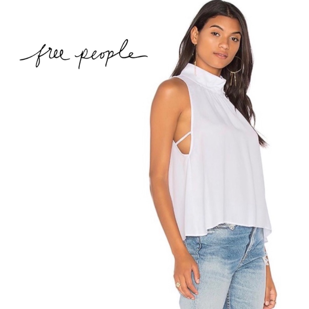 ☀️ FREE PEOPLE White Sleeveless Halter Top